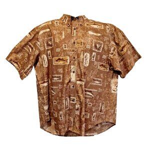 Roundtree Yorke Mens XL Fly-Fishing All Over Print Button Up Shirt